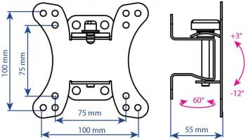 Кронштейн для телевизора Kromax GALACTIC-10, 15-32", настенный, поворот и наклон,  черный [24046]