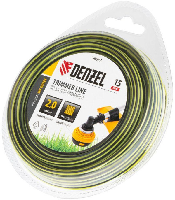 Леска для садовых триммеров DENZEL SkyCutter,  2мм, 15м [96837]