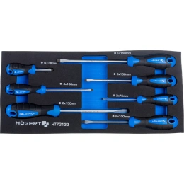 Набор отверток HOEGERT TECHNIK плоских 7 шт., ложемент EVA HT7G132