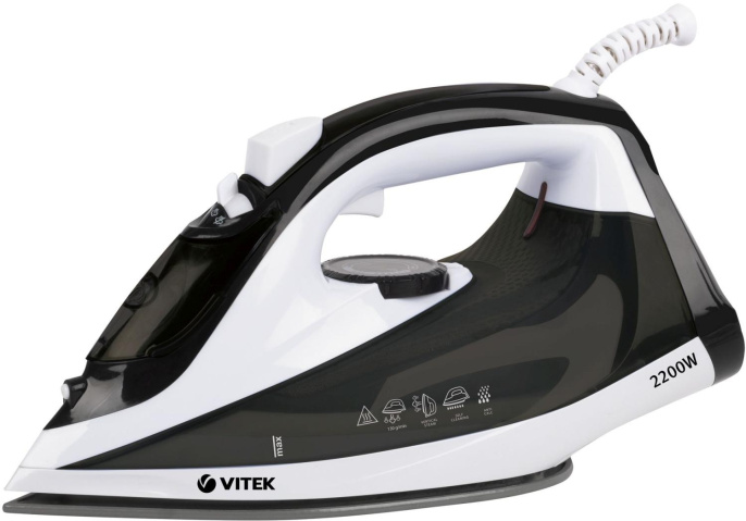 Утюг Vitek VT-1267,  с паровым ударом,  2200Вт,  черный и белый