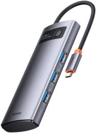 Док-станция Baseus WKWG070013 Metal Gleam Series 4-in-1 Multifunctional Type-C Gray; вход: Type-C; порт: USB3.0*4