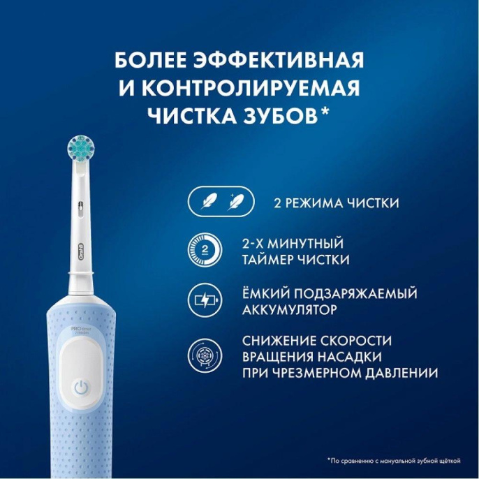 Электрическая зубная щетка Oral-B Vitality Pro Kids, насадки для щётки: 1 шт, цвет: голубой [80836019]