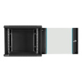 Шкаф телекоммуникационный 19" настенный 9U ExeGate EC-WM-9U.450.G.BLACK (19”, 9U, 600x450x500mm (ШхГхВ), передняя дверь закаленное стекло, съемные боковые панели, пыле- и влагозащита IP23, черный RAL 9004) EX298607RUS
