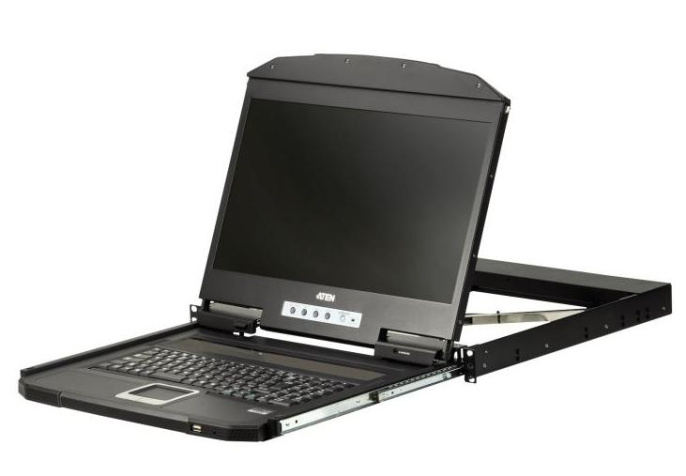 KVM консоль ATEN 18.5" Ultra Short Depth Single Rail WideScreen LCD Console USB,VGA, 1366x768 CL3100NX-ATA-RG