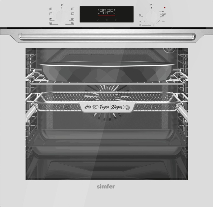 Духовой шкаф электрический Simfer B6EC68025,  80л,  дверца с 3 стеклами,  белый