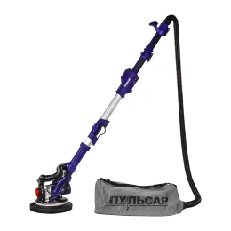 Шлифмашина для стен и потолков ПУЛЬСАР ШМБ 225-900С 900 Вт, 225мм, 800-1800 об\мин, LED-подсветка, телескоп, самовсасывающая, мешок 918-923