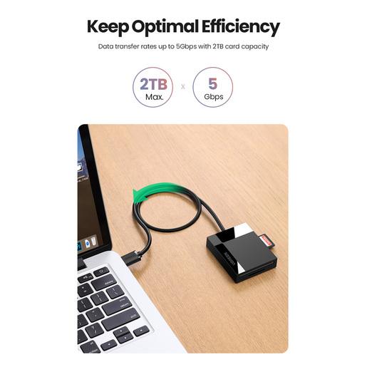 Кардридер UGREEN CR125 30333 USB 3.0 All-in-One Card Reader. Длина 50 см. Цвет: серый
