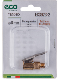 Наконечник для подкачки шин резьба 8 мм, клапан сброса давления, латунь ECO EC3923-2