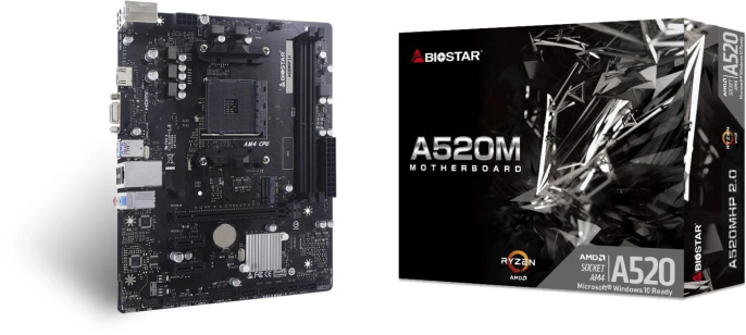 Материнская плата Biostar A520MHP 2.0 Soc-AM4 AMD A520 2xDDR4 mATX AC`97 8ch 7.1 GbLAN RAID+VGA+HDMI