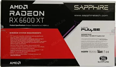 Видеокарта 8Gb PCI-E GDDR6 Sapphire 11309-03-20G RADEON RX 6600 XT Gaming OC Pulse (RTL) HDMI+3xDP