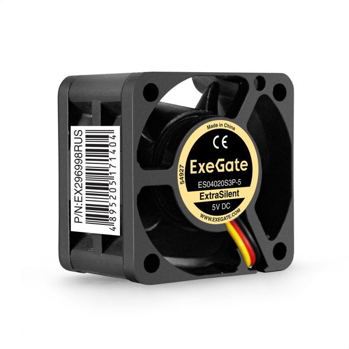 Вентилятор 5В DC ExeGate ExtraSilent ES04020S3P-5 (40x40x20 мм, Sleeve bearing (подшипник скольжения), 3pin, 4800RPM, 21dBA) EX296998RUS