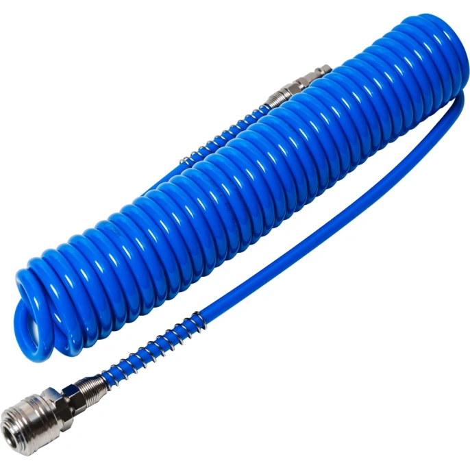 Шланг спиральный пневматический с БРС 8x5 мм, 6 м, синий NBPT 82910