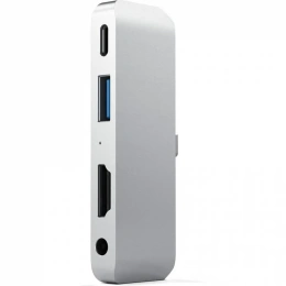 Адаптер Satechi Aluminum Type-C Mobile Pro Hub Adapter для new iPad Pro с разъемом Type-C и других планшетов с разъемом Type-C. Цвет серебряный. (ST-TCMPHS)