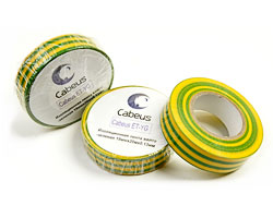 Изолента ПВХ 19 мм Cabeus ET-YG желто-зеленая 20 м