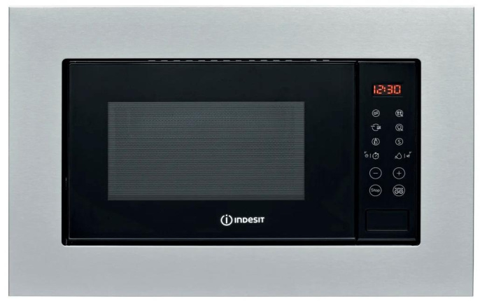 Встраиваемая микроволновая печь Indesit MWI 120 GX, 20л, 800Вт, нержавеющая сталь [869890600010]