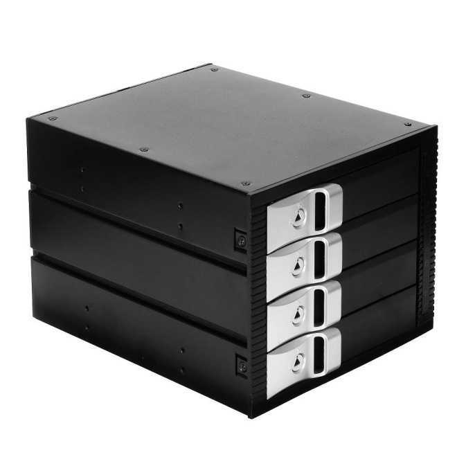 Exegate EX264645RUS Корзина для HDD Exegate HS435-01 универсальная, на 4*3,5" SATA/SAS HDD, занимает 3*5,25" отсека