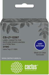 Картридж Cactus CS-LT-12267, 12267, 12мм,  черный шрифт, прозрачный фон,  4м ( CS-LT-12267