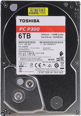 Жёсткий диск HDD 6 Tb SATA 6Gb/s Toshiba P300 HDWD260UZSVA 3.5" 5400rpm 128Mb