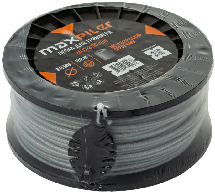 Леска для триммера MaxPiler MLC-33030N (3.0ммх3LB, металлический сердечник, 102 м)