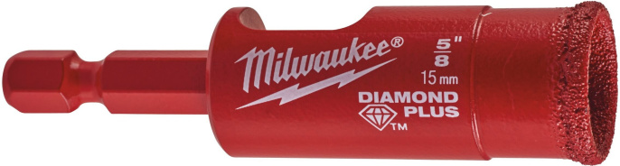 Сверло Milwaukee Diamond Plus 15мм 49560513 алмазное, обрабатываемый материал: керамогранит, металл, плитка, стекловолокно, фарфор, рабочий диаметр: 15 мм, посадочный диаметр: 1/4" Hex