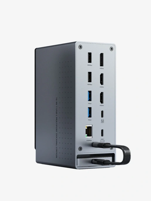 Многопортовая док-станция CABLETIME CB18D (CT-DK181-AG) 18-В-1 8K USB-C с поддержкой macOS MST на Chipset DL6950 (поддерживает 3 экрана)
