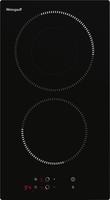 Электрическая варочная поверхность WEISSGAUFF HV 312 BM, конфорок: 2 шт.,  стеклокерамика,  независимая, черный