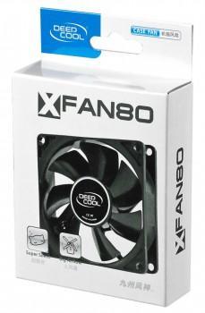Вентилятор DeepCool XFan 80 80мм, от БП:4-pin (Molex), 1800об/мин, 20 дБ, черный, Ret [dp-fdc-xf80]