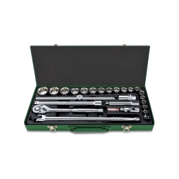Набор головок и аксессуаров TOPTUL 1/2 DR 12-гранных дюймовых 5/16 DR-1-1/4 DR, 25 предметов в металлическом кейсе GCAD2514