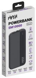 Внешний аккумулятор (Power Bank) HIPER SM10000,  10000мAч,  черный [sm10000 black]