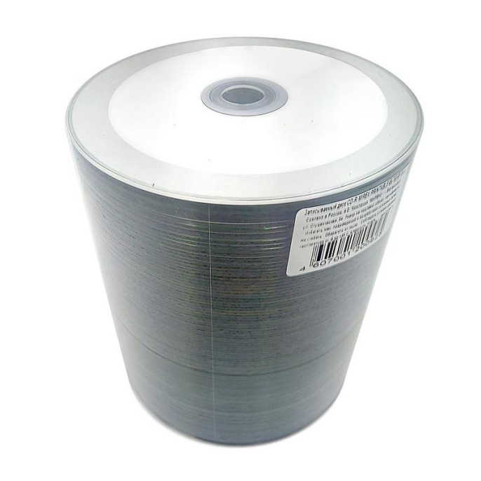 Диск CD-R 700Mb Mirex Full InkPrintable 52x по 100 шт. UL120008A8T, полная заливка