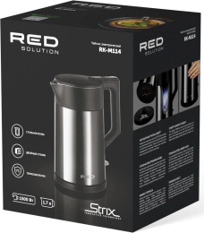 Чайник электрический Red Solution RK-M114 1.7л. 1500Вт черный/серый корпус: металл/пластик