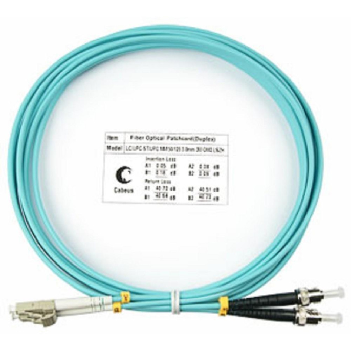 Оптический патч-корд duplex LC-ST 50/125 MM Cabeus FOP-50-LC-ST-3m 3 метра бирюзовый LSZH