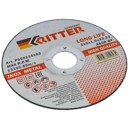 Круг отрезной 115 х 1,0 х 22,2 мм A60R-BF-T41 LongLife HQ RITTER PS50115102