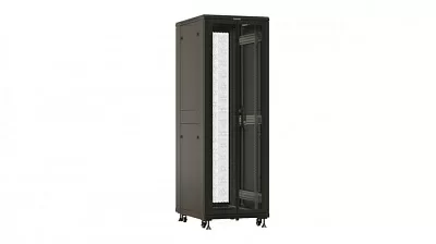 Шкаф Hyperline TTBR-3261-DD-RAL9004 Шкаф напольный 32U 1610x600х1000 мм (ВхШхГ), передняя и задняя распашные перфорированные двери (75%), ручка с замком, цвет черный (RAL9004) (разобранный)
