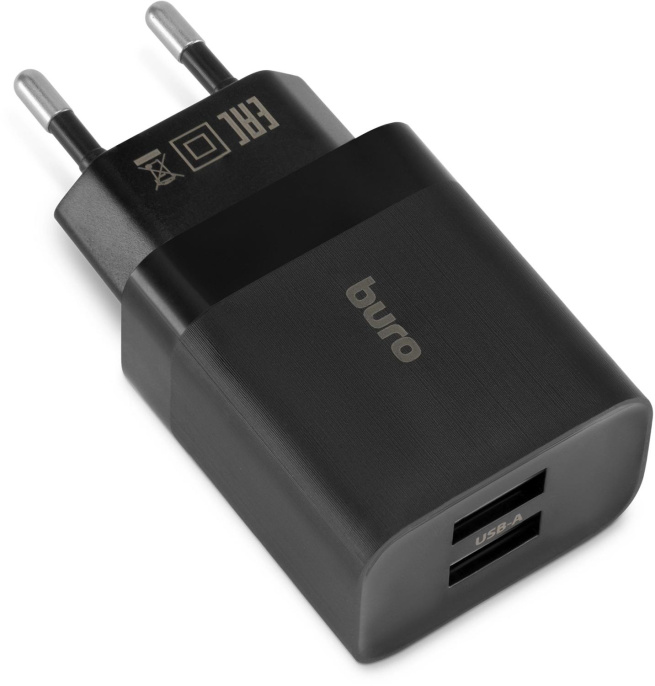 Сетевое зарядное устройство Buro BUWE1, 2xUSB-A, 10.5Вт, 2.1A, черный [buwe10s200bk]