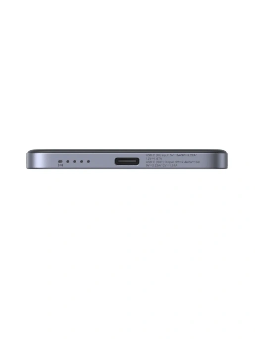 Внешний аккумулятор UGREEN PB580 75984B MagFlow Air Ultra-Slim Magnetic 5000mAh Wireless 15W Power Bank. Цвет: серый космос