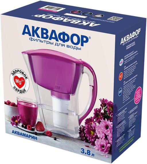 Фильтр-кувшин для очистки воды Аквафор Аквамарин Р81А5F, цикламен, 3.8л [211600]