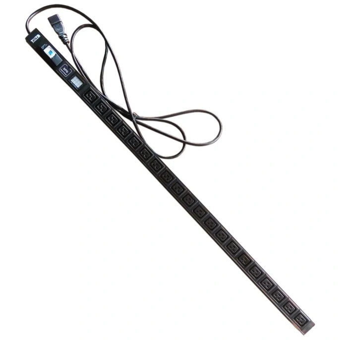 Вертикальный блок розеток, 20xC19, 250V, 16A, A/V-метр, шнур 3 метра, вилка C20 TWT-PDVI-20C9-C0