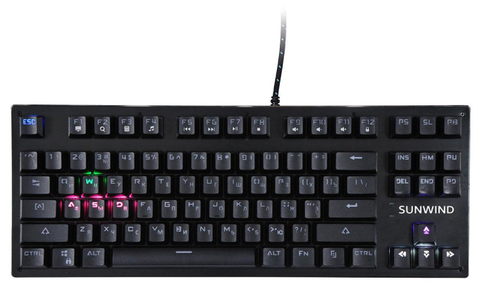 Клавиатура SunWind SW-K900G механическая черный USB Multimedia for gamer LED 1422332 кабель 1.8м