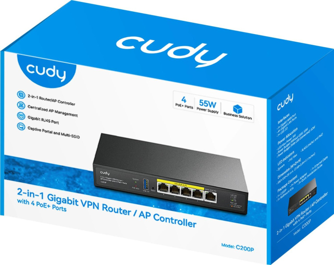 Контроллер Cudy C200P 10/100/1000BASE-TX черный