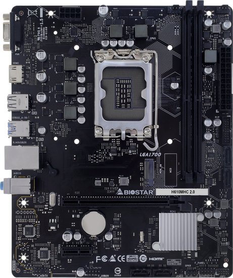 Материнская плата Biostar H610MHC 2.0 Soc-1700 Intel H610 2xDDR4 mATX AC`97 8ch(7.1) GbLAN+VGA+HDMI