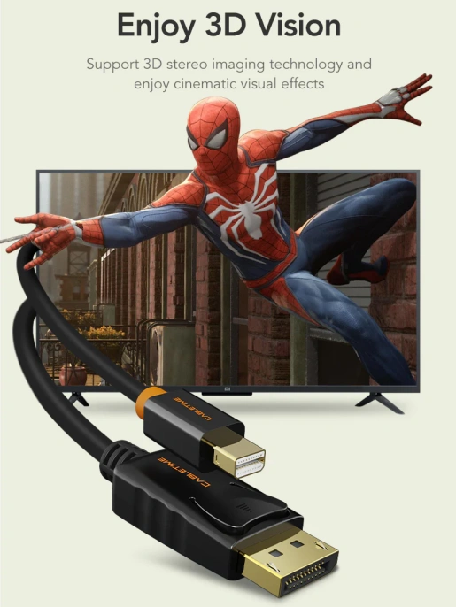 Кабель CABLETIME CD41H (CT-AV588-02G-W1) 1 м, Mini DisplayPort - DisplayPort, адаптер Cabletime Mini DP - DP, 4K, белый