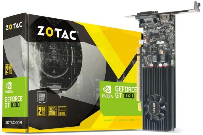 Видеокарта Zotac NVIDIA  GeForce GT 1030 1030 2GB LP GDDR5 2ГБ GDDR5, Low Profile,  Ret [zt-p10300a-10l]