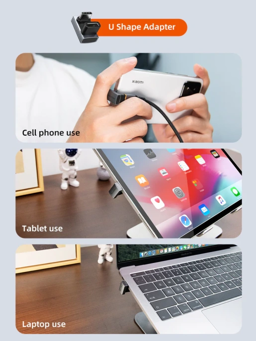 Адаптер CABLETIME CP85G (CT-OTG43-AG) USB4 Type-C OTG U-образный 40 Гбит/с