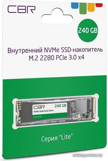 CBR SSD-240GB-M.2-LT22, Внутренний SSD-накопитель, серия "Lite", 240 GB, M.2 2280, PCIe 3.0 x4, NVMe 1.3, SM2263XT, 3D TLC NAND, R/W speed up to 2000/1300 MB/s, TBW TB 120