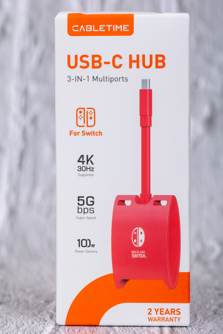 CABLETIME Док-станция Switch CB40R CT-SHUB31-PR для Nintendo Switch OLED 3 в 1 USB C HUB Red