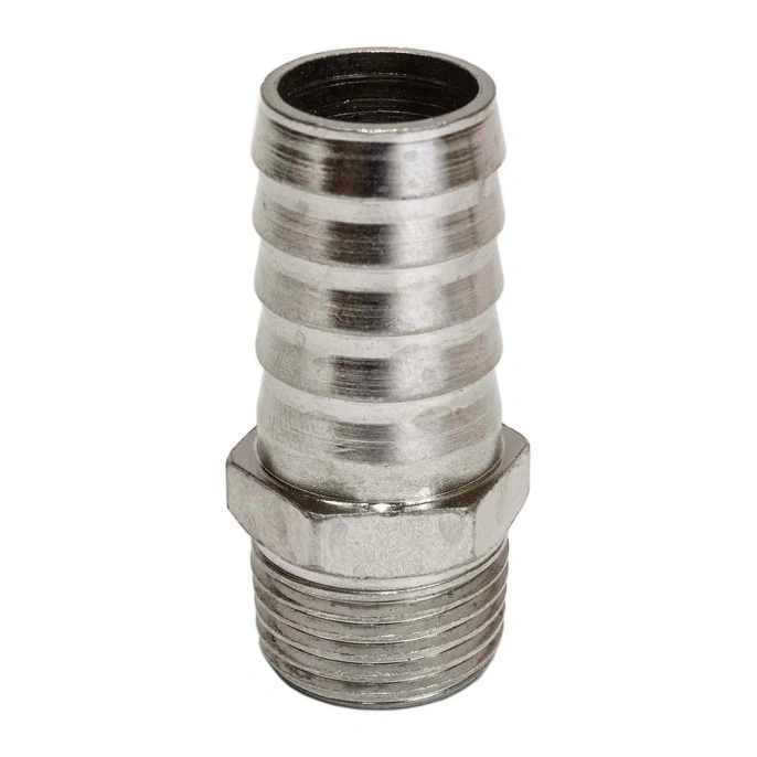 Резьбовой штуцер ёлочка PI TOOLS SH-E19-1/2M под шланг D19. Арт. 2530