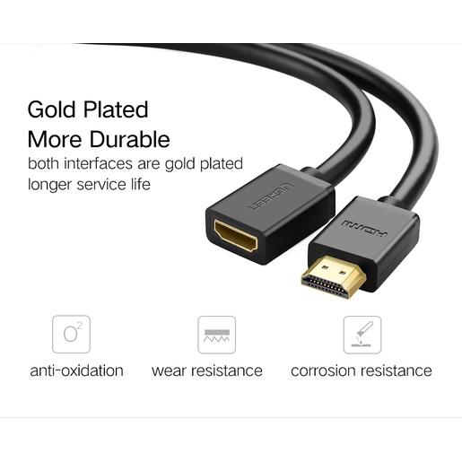Кабель UGREEN HD107-10141 HDMI 2.0 M to HDMI 2.0 F , 4K@60Hz, силиконовый круглый, 1m, Black