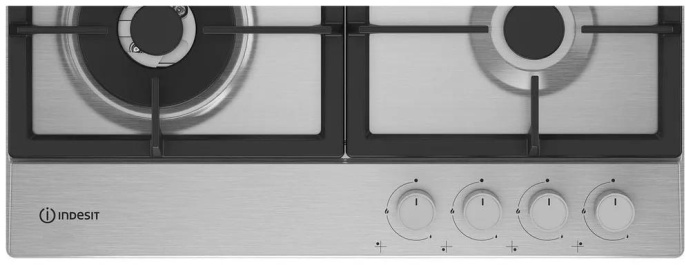 Газовая варочная панель Indesit THPM 642 W/IX/I,  4 конфорки,  нержавеющая сталь,  серебристый