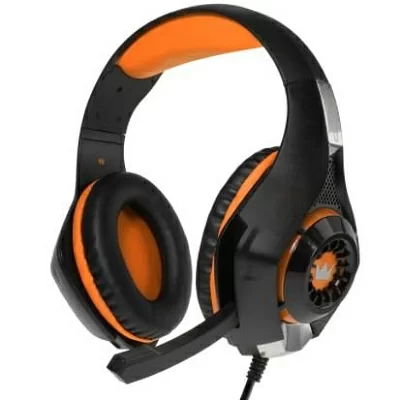 Наушники игровые CMGH-101T Black&Orange Crown (jack 3.5мм 4pin+ адаптер 2*jack spk+mic, Кабель 2.1м, D 250мм, регулировка громкости)